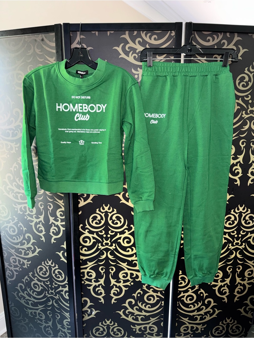 Fashion Nova Kids Green "Homebody Club" Two-Piece Set